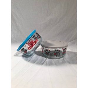 Pyrex Disney Minnie Mouse and Mickey Mouse 4-Cup Glass Container
